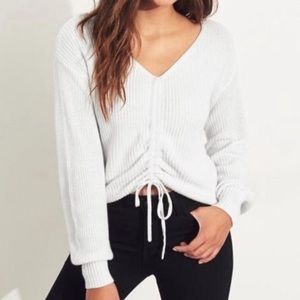 White HOLLISTER Reversible Cinch-Front Sweater